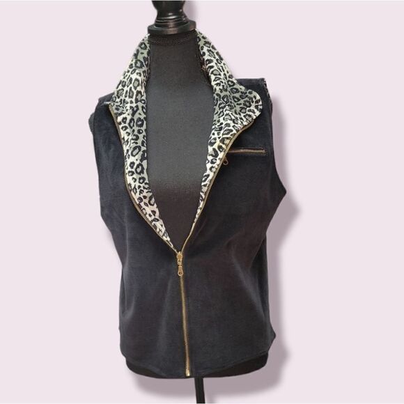 REVERSIBLE Leopard Print Vest By Kikit | Size Medium - Picture 1 of 10
